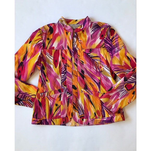 Life Style Multicolored Zip Up Blazer Jacket Size Medium - Picture 4 of 5